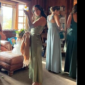 COPY - Reformation Petites Casette Silk Dress Green - Size 2P